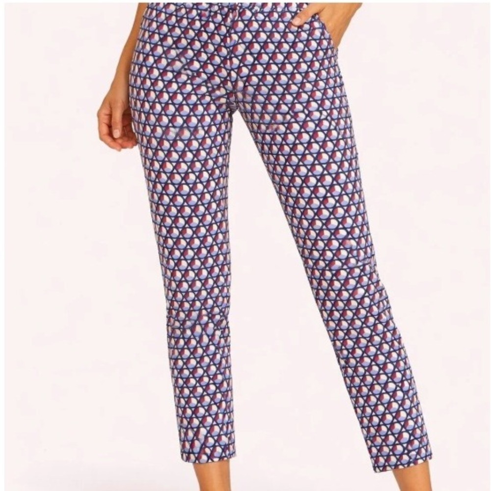 Cartonnier Anthropologie Charlie Ankle Pants Red White Blue Geometric Print 6